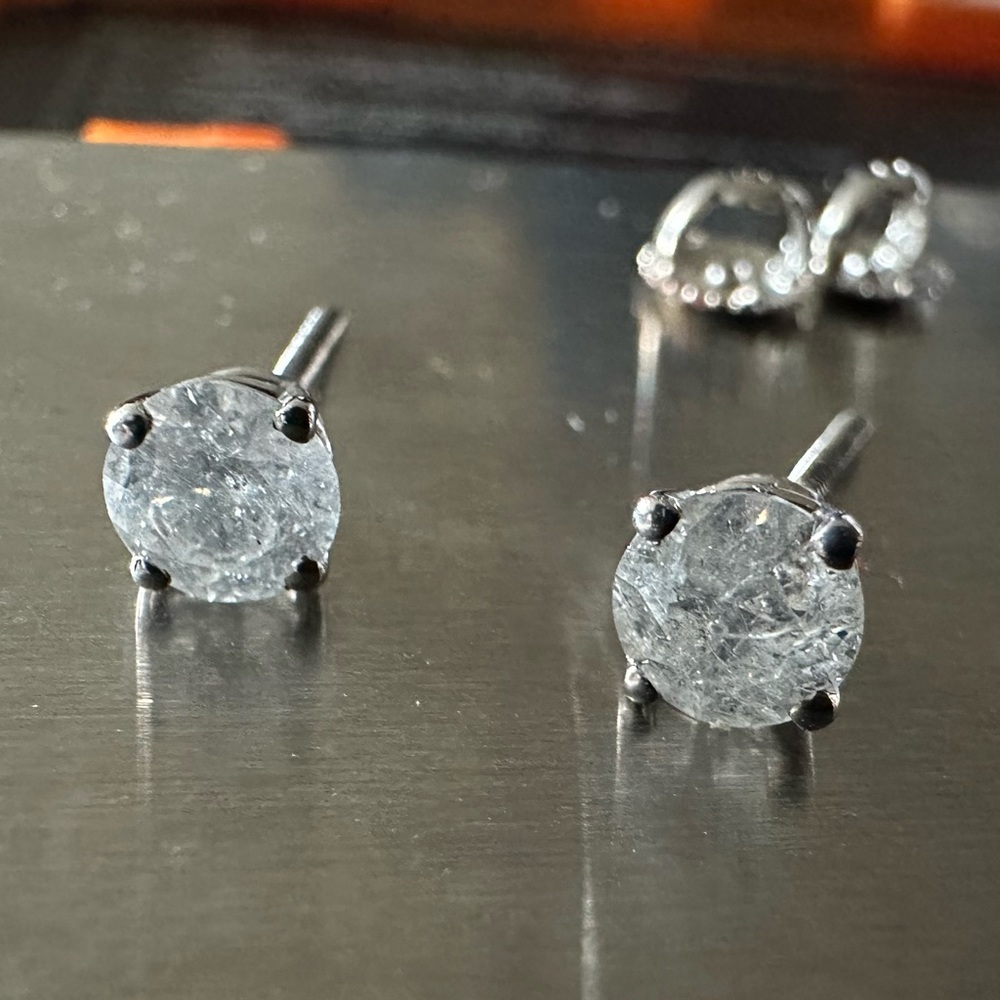 1 1/4 Carat D/I Natural Diamond Stud Earrings 14K White Gold Screwbacks 1.25ctw